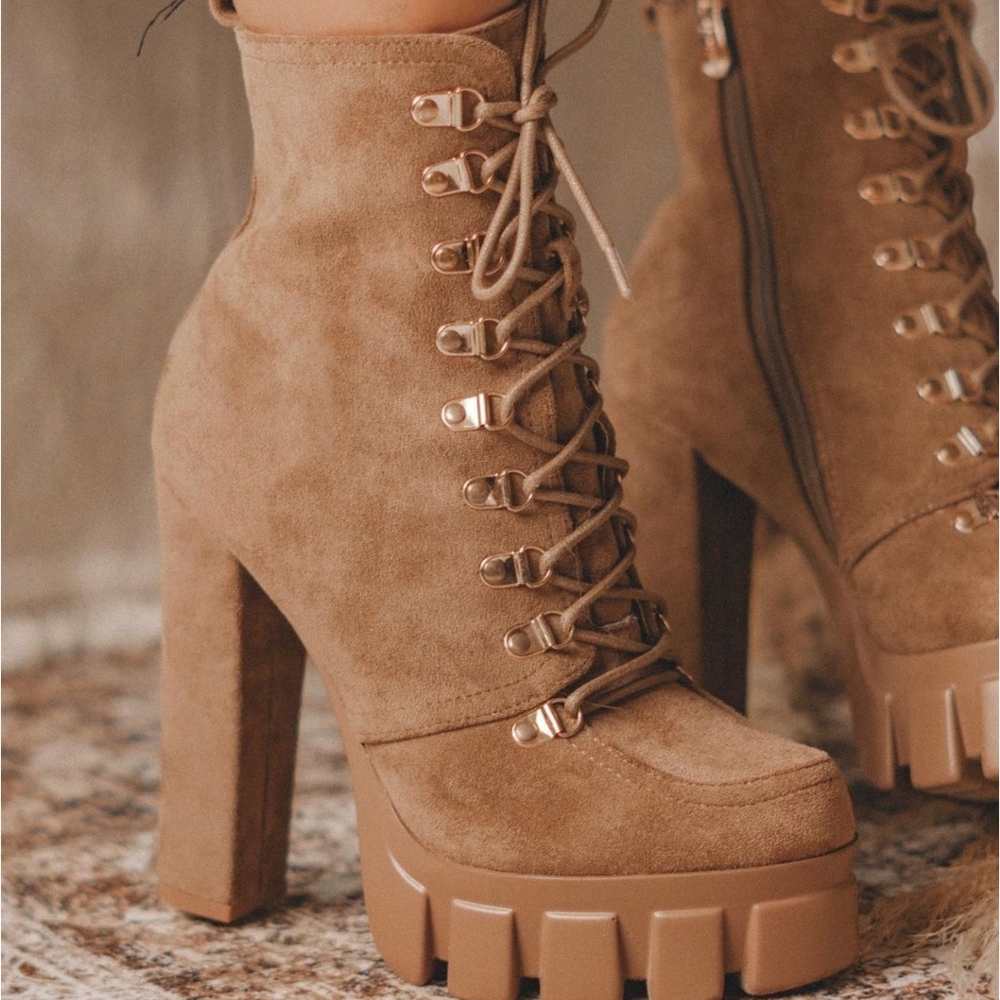 Just In Moon are Back Nude Vegan Suede Boots - Picture 4 of 4